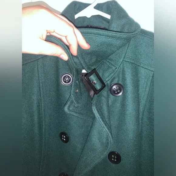 Giacca Women’s Dark Green Wool Winter Pea Coat - Medium - Picture 7 of 11